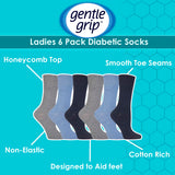 Gentle Grip 6 Pairs Ladies Diabetic Socks