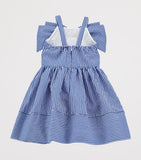 Monnalisa stripe bow-detail dress for children aged 2-12 years, imported from the UK