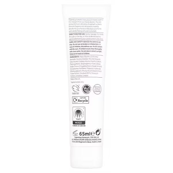 Superdrug Extracts Cherry Blossom Hand Cream 65ml (British brand)