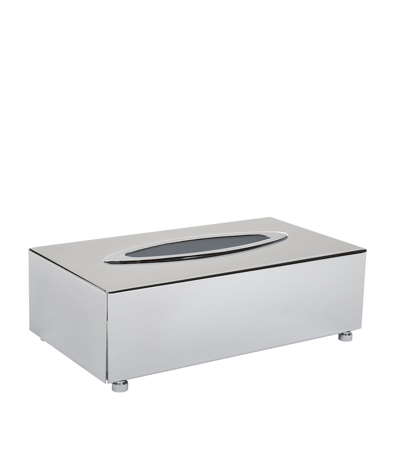 ZODIAC rectangular chrome tissue box (British brand)
