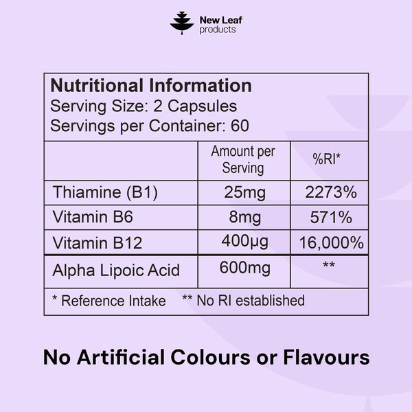 New Leaf ALA Complex B vitamins 120 capsules, UK version