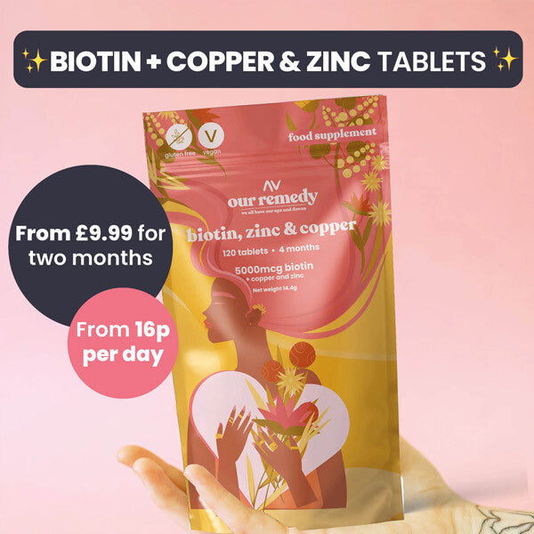 Our Remedy biotin supplement Copper Zinc 60 tablets, UK version