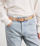 Eleventy nubuck leather belt 3cm width with silver buckle (British brand)