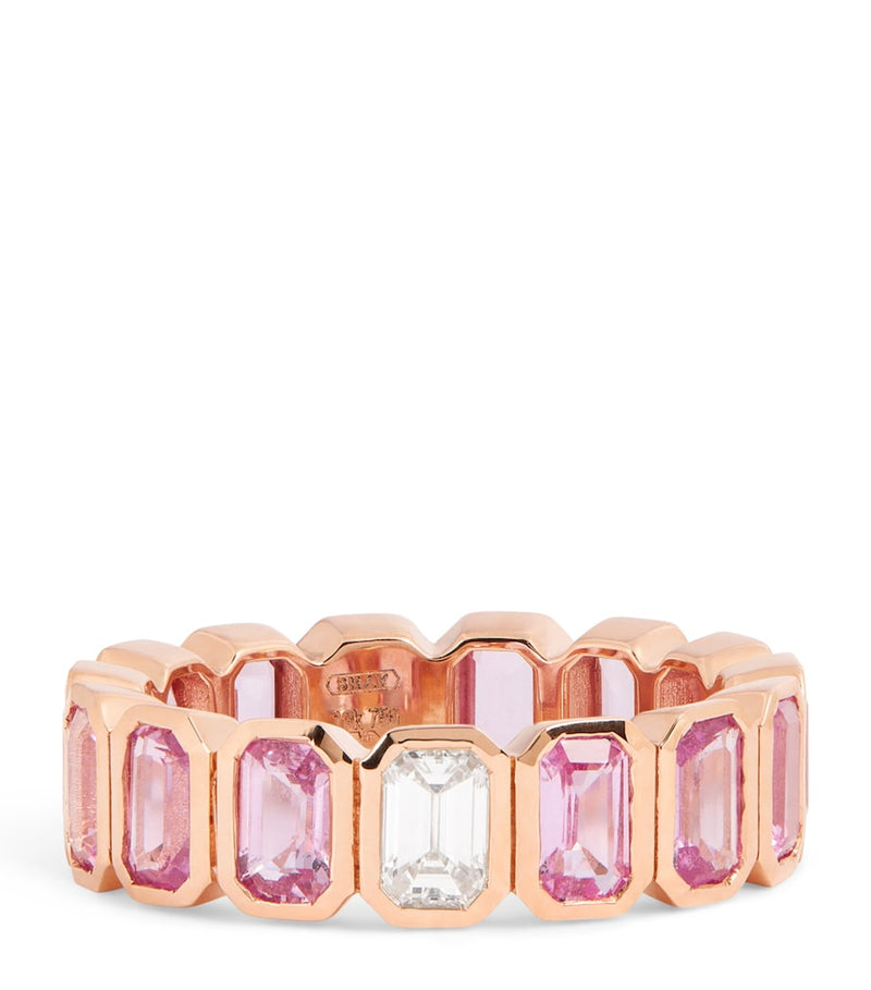 SHAY rose gold pink sapphire and diamond eternity ring (British brand)