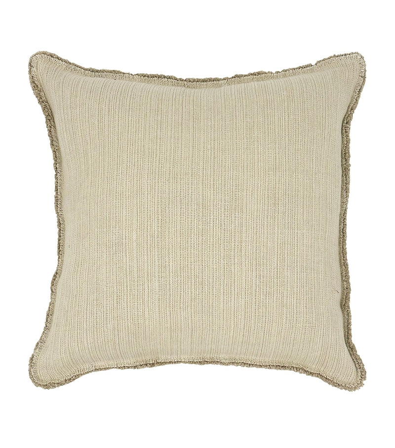 De Le Cuona linen-blend fringe bison cushion 55cm x 55cm - British product