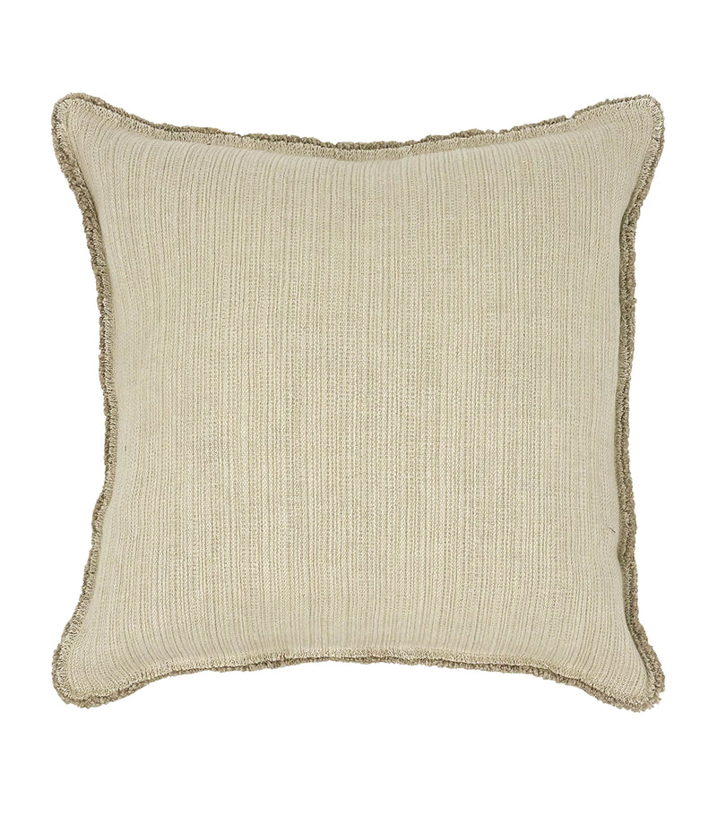 De Le Cuona linen-blend fringe bison cushion 55cm x 55cm - British product