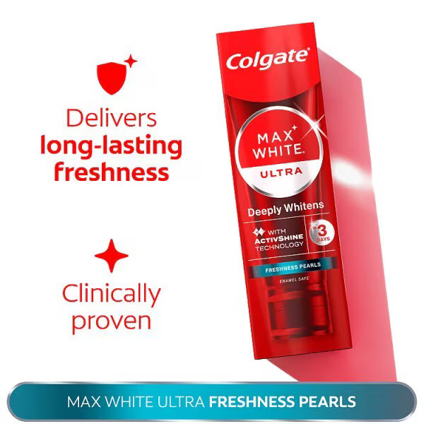 Colgate Max Ultra Fresh Pearls Whitening Toothpaste 75ml - British product