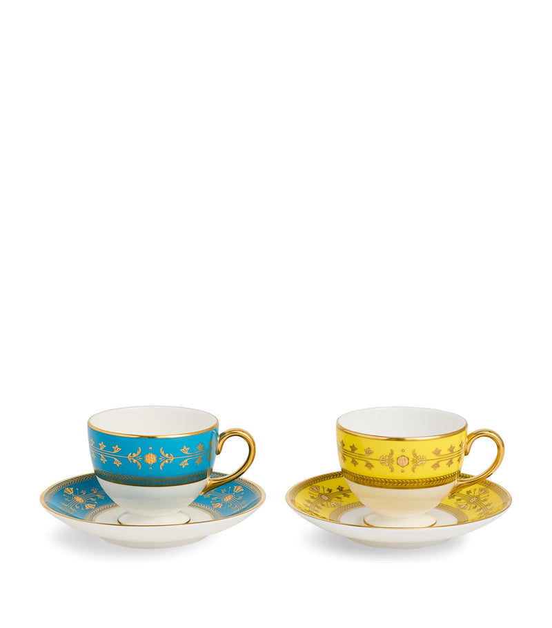 Wedgwood set of 2 bone china Bacchus teacups and saucers (British brand)
