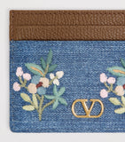 Valentino Garavani denim-leather VLogo signature card holder, UK version
