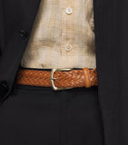 Elliot Rhodes handwoven braided leather belt 3.5cm, imported from the UK