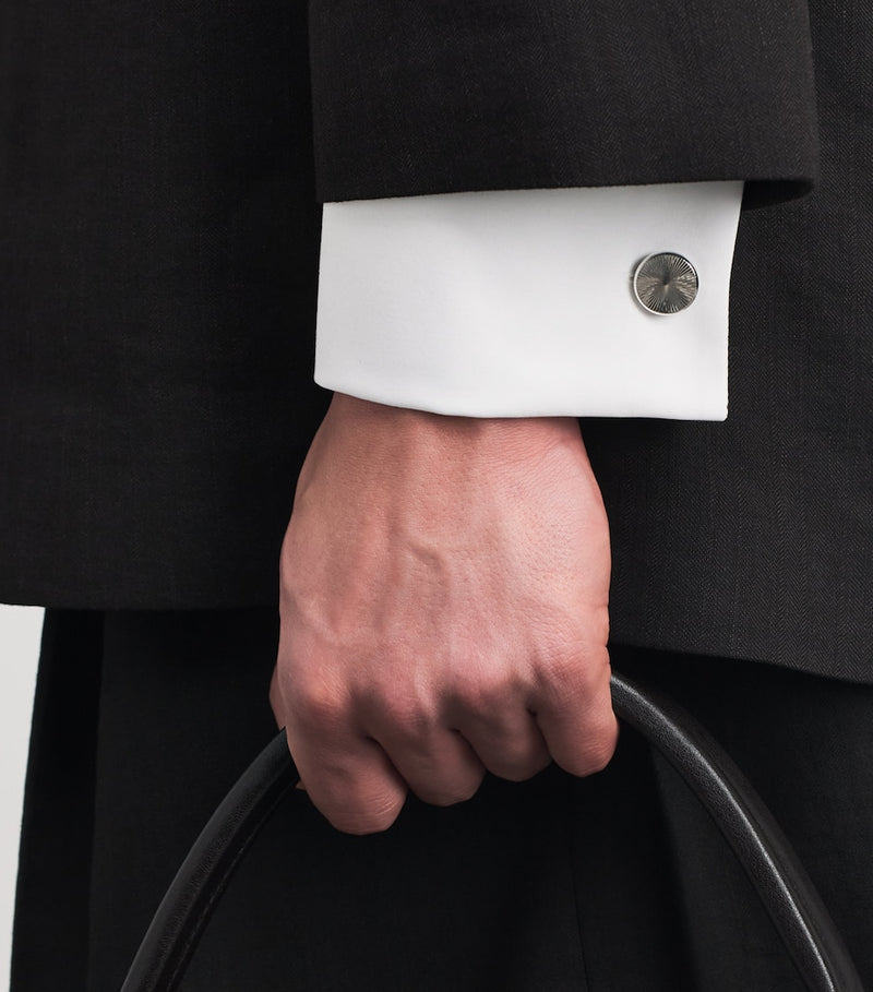 Babette Wasserman Gatsby Wheel rhodium-plated cufflinks (British brand)
