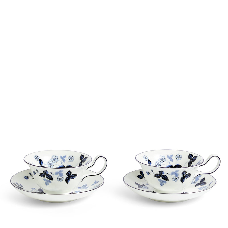 Wedgwood Wild Strawberry Inky Blue teacup and saucer set of 2 (British brand)
