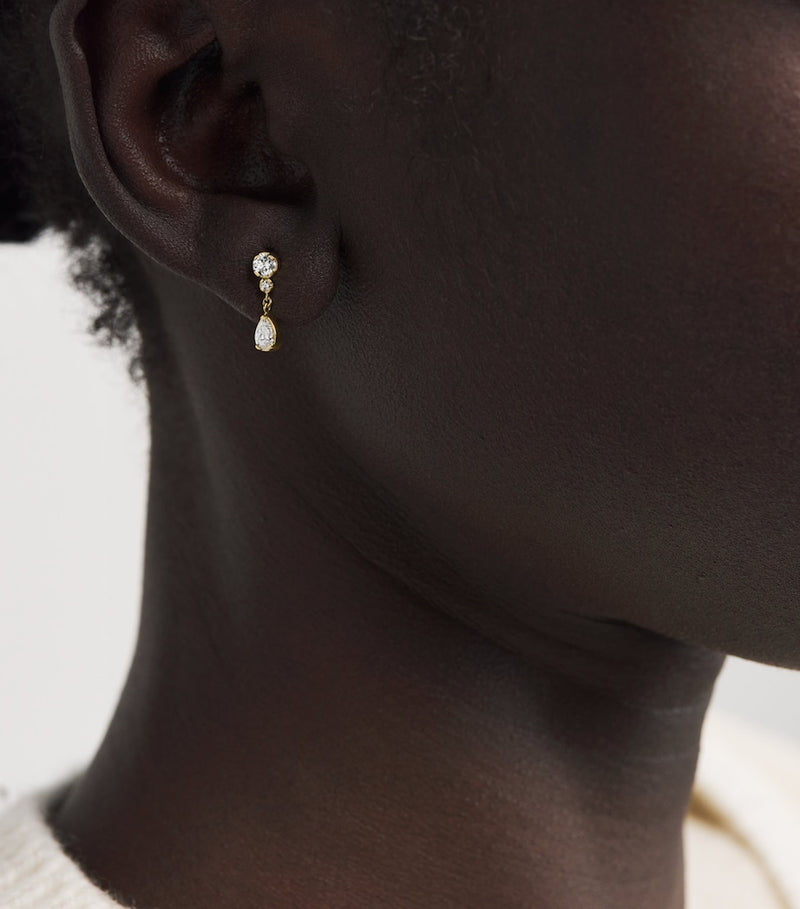 Sophie Bille Brahe yellow gold diamond single drop earring, UK version