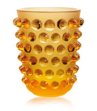 Lalique Mossi crystal vase with frosted design 21cm, UK version