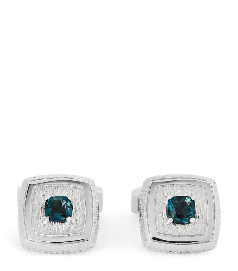 Tateossian sterling silver and topaz textured square cufflinks (British brand)
