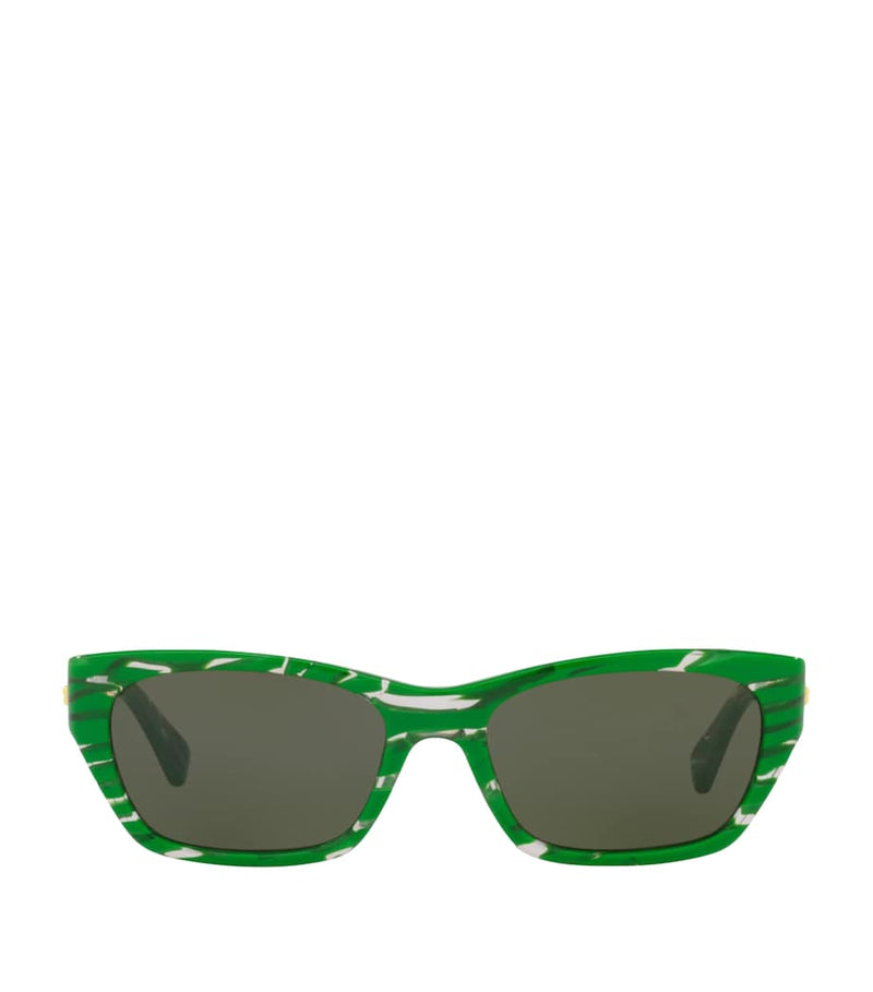 Bottega Veneta rectangular sunglasses with gold-tone detailing, imported from the UK