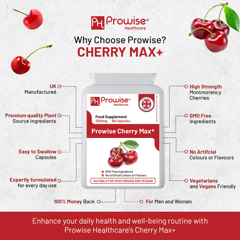 Prowise Healthcare Cherry Max+ 2100mg 90 vegan capsules (British brand)