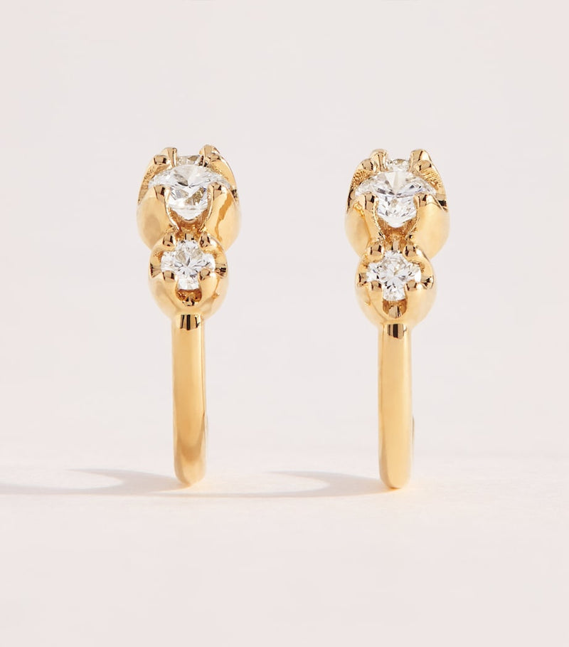 Jennifer Meyer graduated diamond hoop earrings 18kt yellow gold - British product