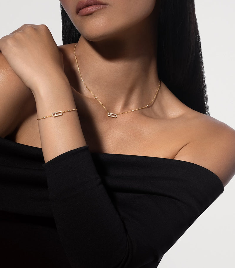 Messika Move Uno yellow gold diamond pavé necklace 0.22ct (British brand)