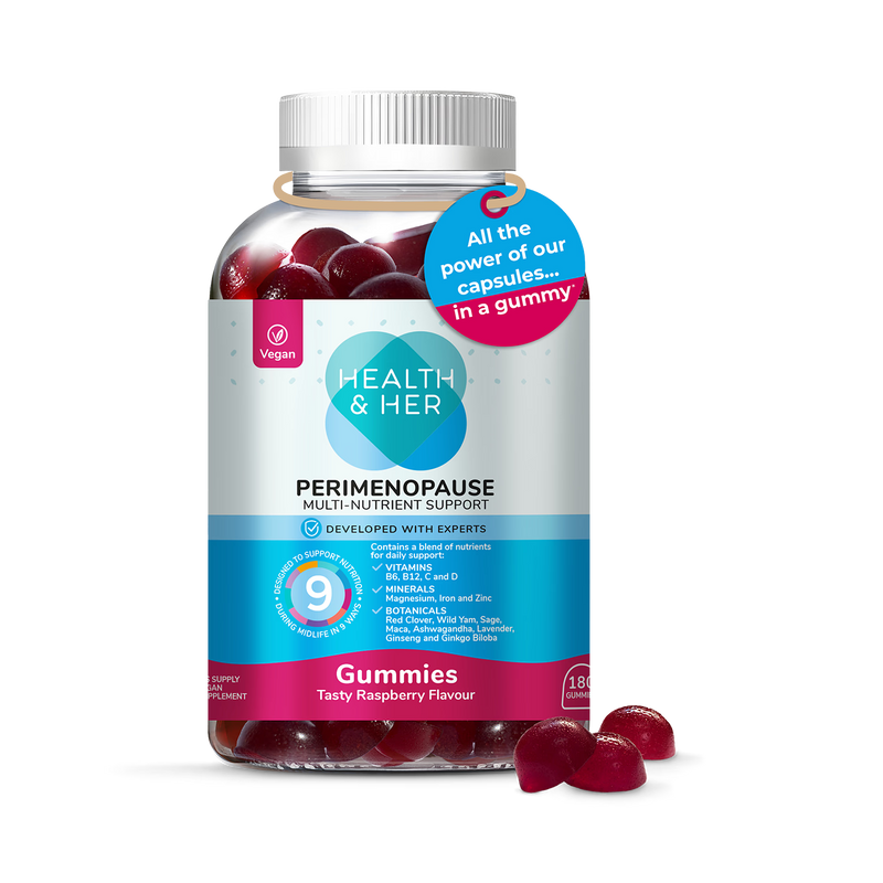 Health & Her Perimenopause gummies 180 count, imported from the UK