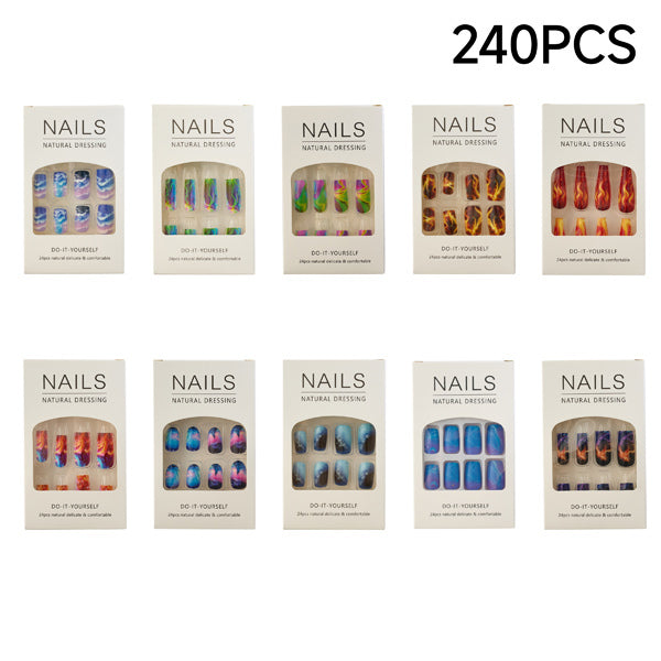 Livingandhome press on nails 240pcs flame stripe wave - British product