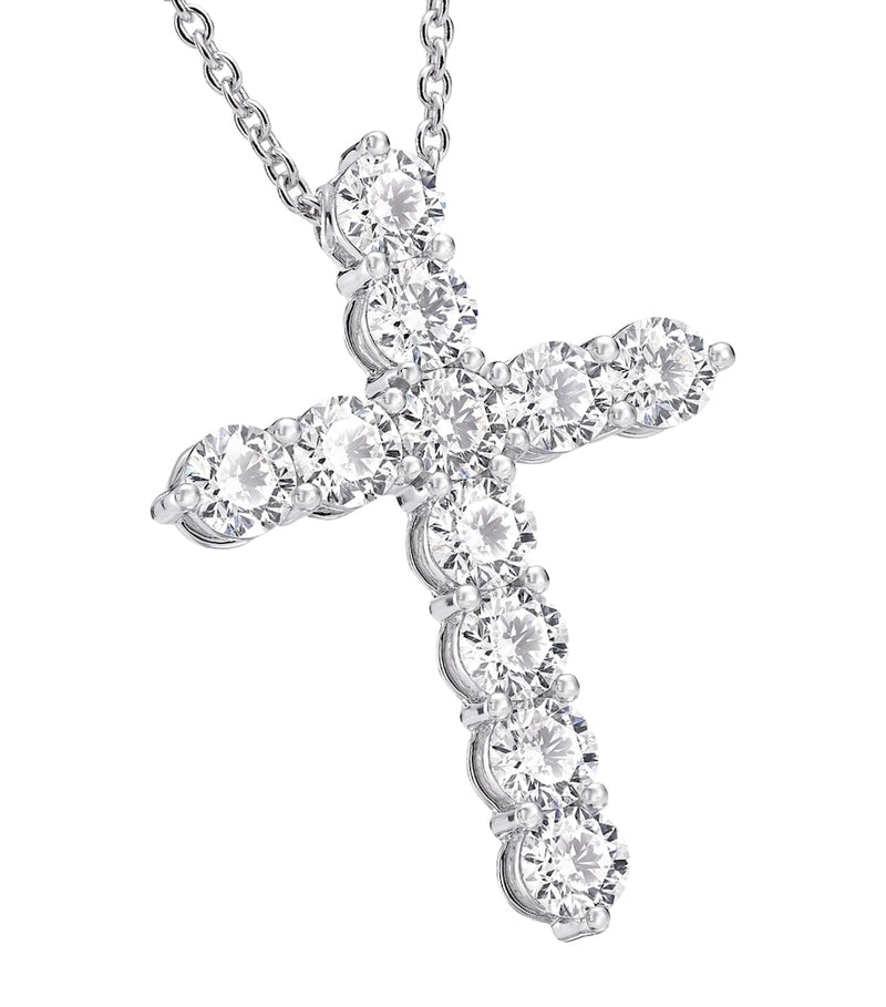 Graff diamond cross necklace in white gold 40cm, UK version