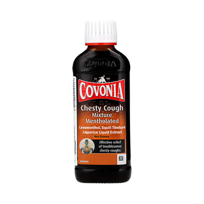 Holland & Barrett Covonia Chesty Cough Mixture Mentholated Cough Relief 150g- Buy online at McGrocer