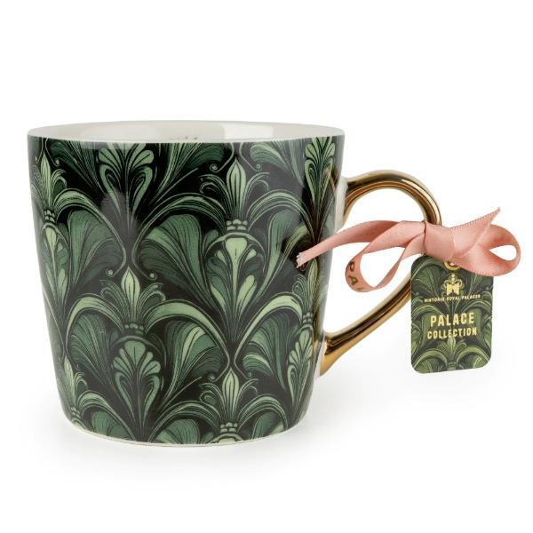 Historic Royal Palaces green damask mug 400ml, imported from the UK