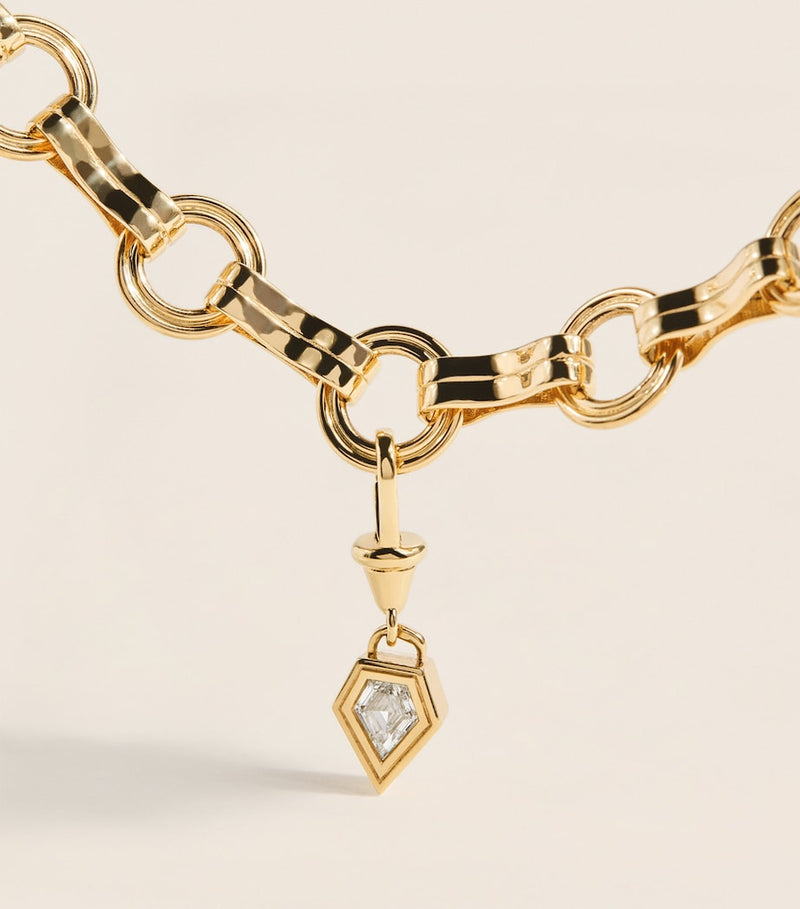 Azlee yellow gold shield diamond charm, UK version