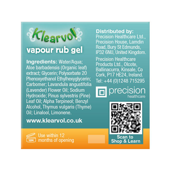 Klearvol Baby Vapour Rub Gel 50ml, UK version