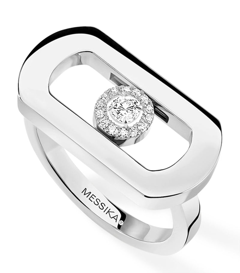 Messika So Move white gold diamond signet ring 0.10ct, UK version
