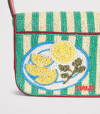 STAUD beaded Tommy shoulder bag with lobster embroidery (British brand)