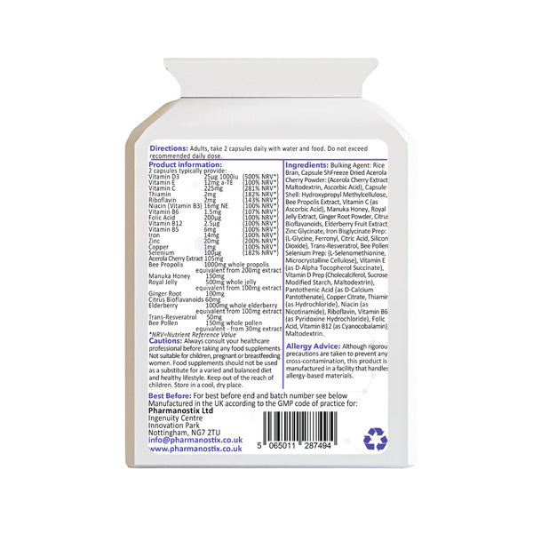 Pharmanostix Ultra Bee Immune supplement, 60 capsules, UK version