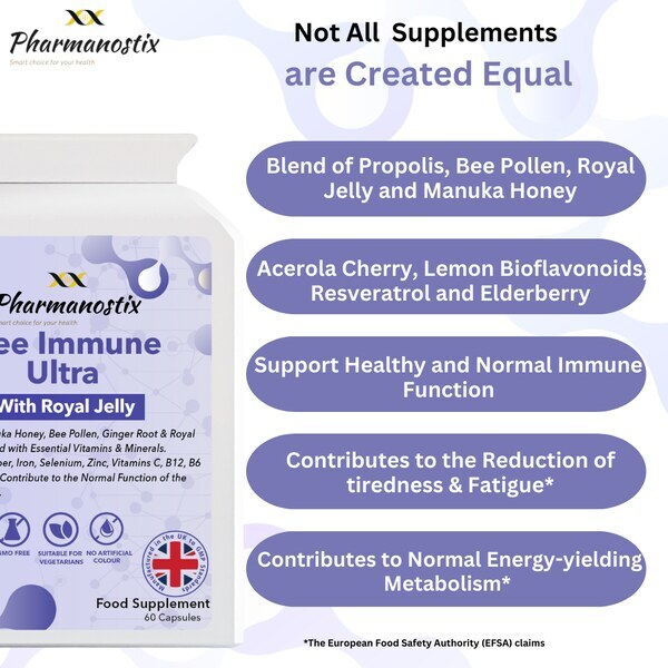 Pharmanostix Ultra Bee Immune supplement, 60 capsules, UK version