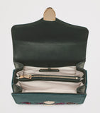 Aspinal of London Mayfair bag in velvet with floral embroidery (British brand)
