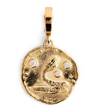 Azlee yellow gold diamond snake coin charm - British product