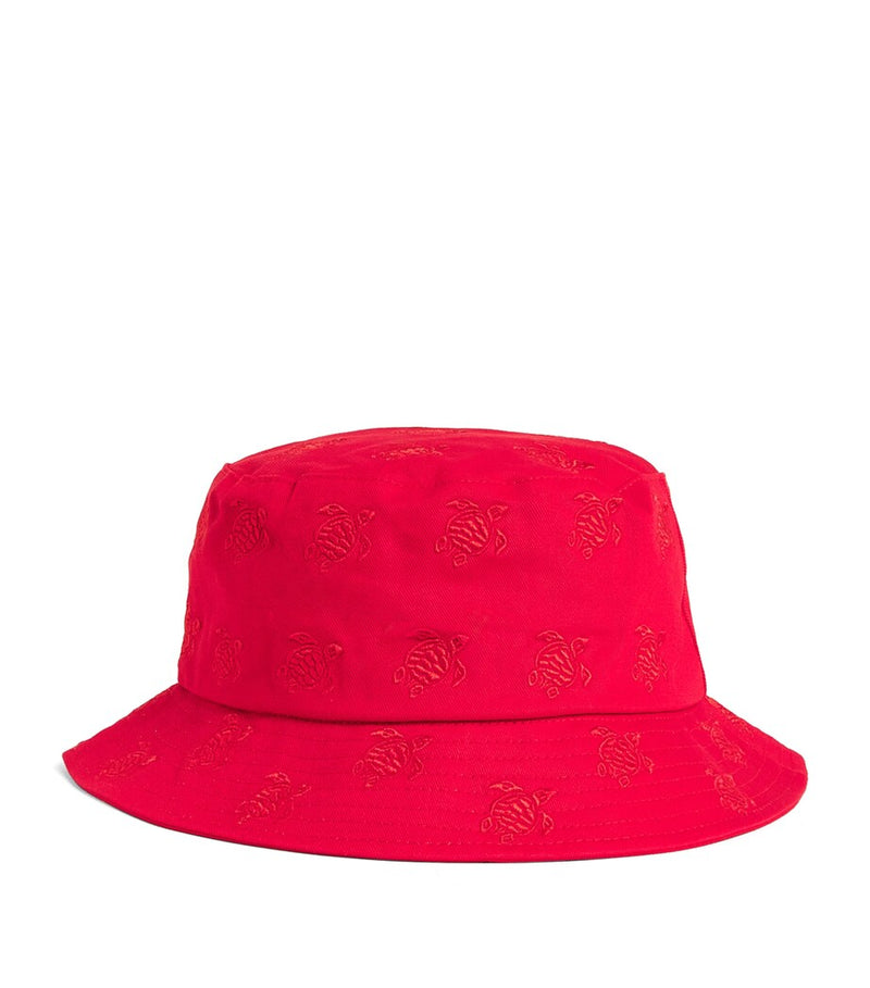 Embroidered Cotton Bucket Hat with Turtles for Sun Protection