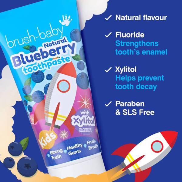 Brush Baby Natural Blueberry Kids Toothpaste 50ml - British product