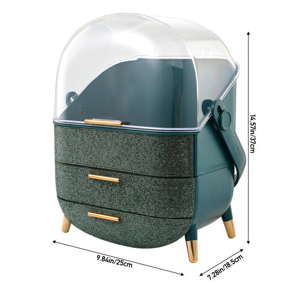 Livingandhome oval makeup storage box with rhinestone finish - British product
