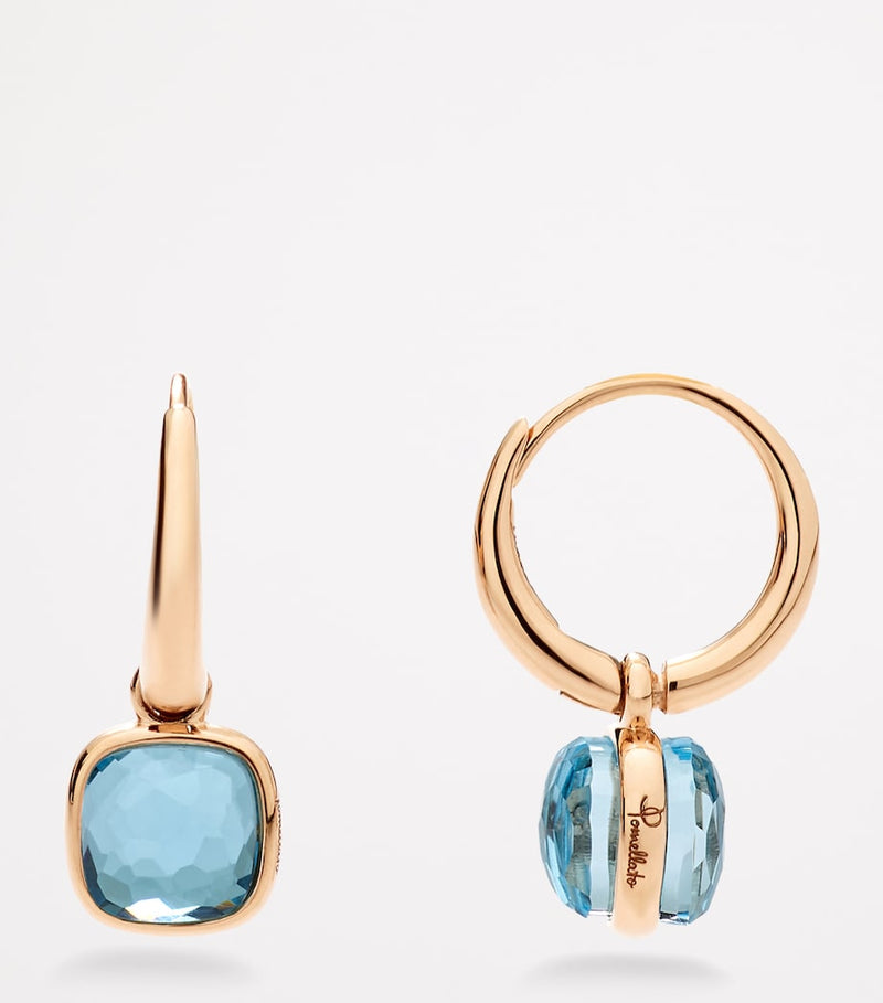 Pomellato Nudo blue topaz rose gold earrings - British product