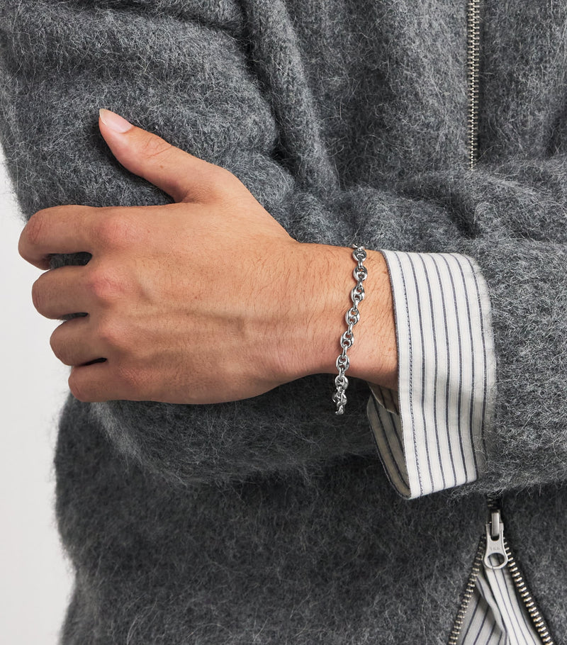 Tateossian Sterling Silver Marine Link Chain Bracelet (British brand)