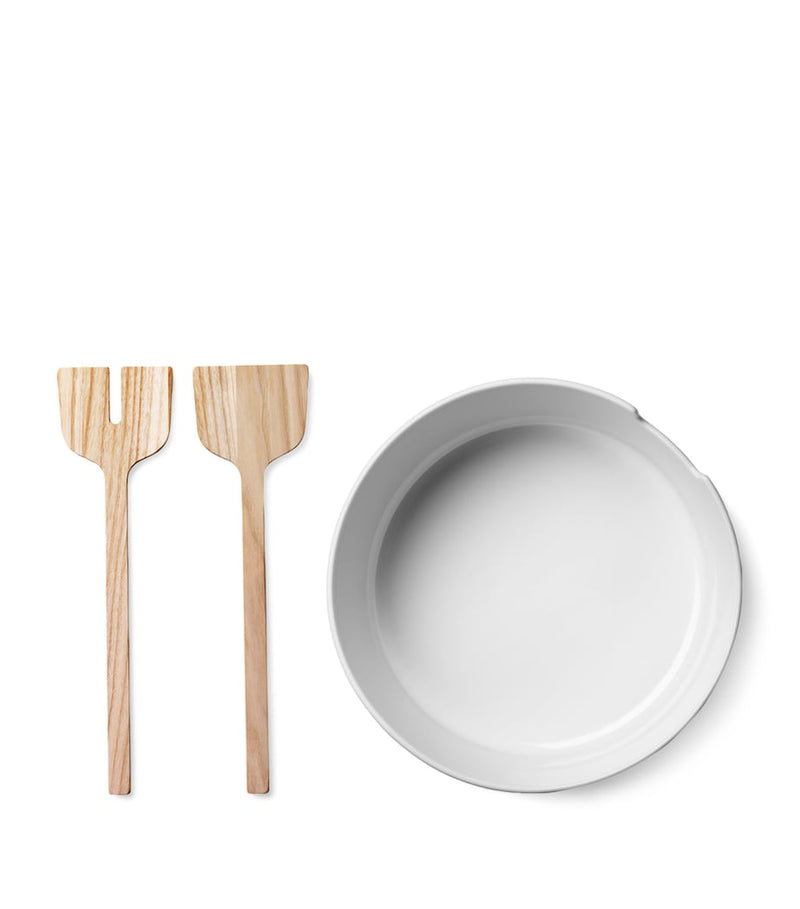 LSA International Porcelain Collective salad bowl and servers 26cm, UK version