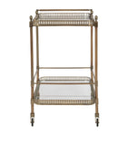 Soho Home drinks trolley with four wheels and two glass shelves (British brand)