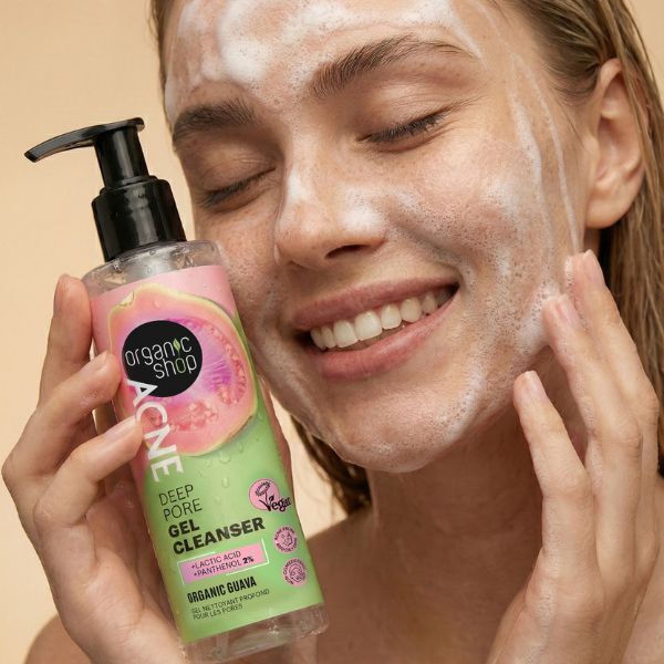 Organic Shop acne deep pore gel cleanser 200ml, imported from the UK