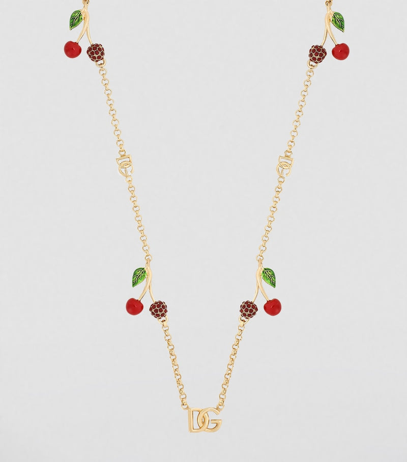 Dolce&Gabbana embellished cherry logo necklace, UK version
