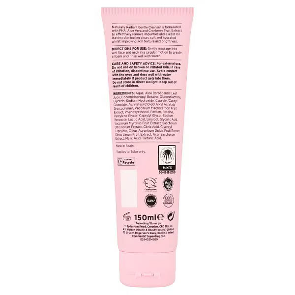 Naturally Radiant Gentle foaming Cleanser 150ml, imported from the UK