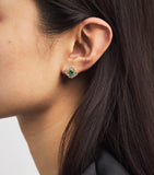 Suzanne Kalan flower stud earrings yellow gold diamond emerald - British product