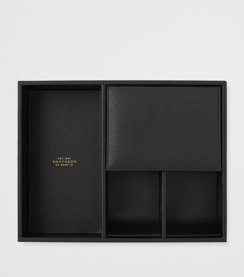 Smythson Panama leather valet tray (British brand)