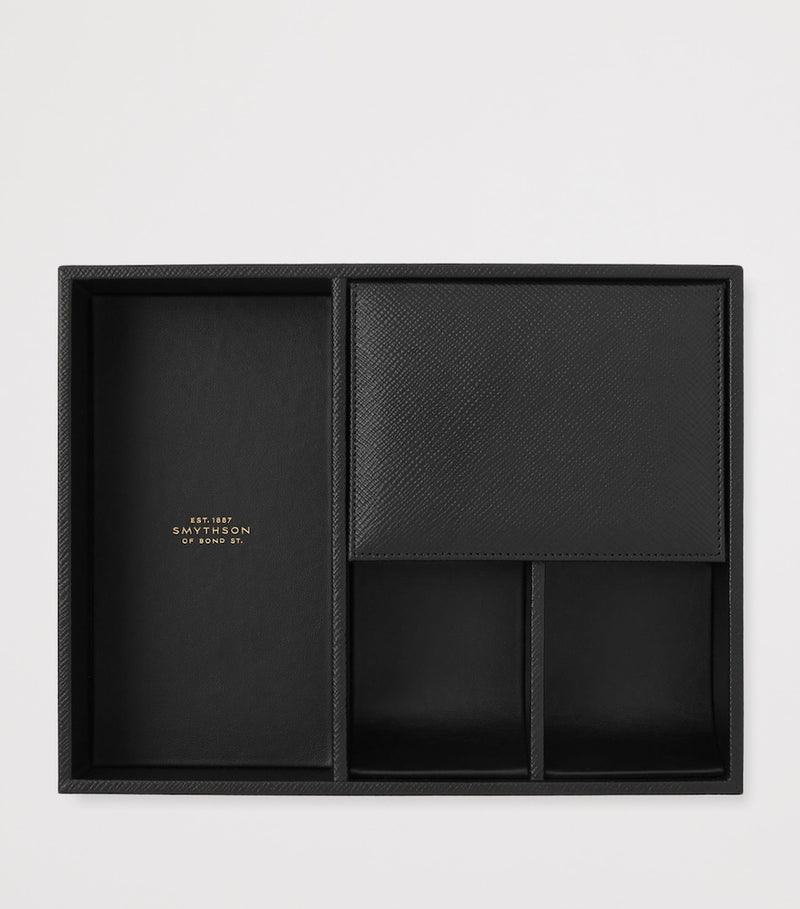 Smythson Panama leather valet tray (British brand)