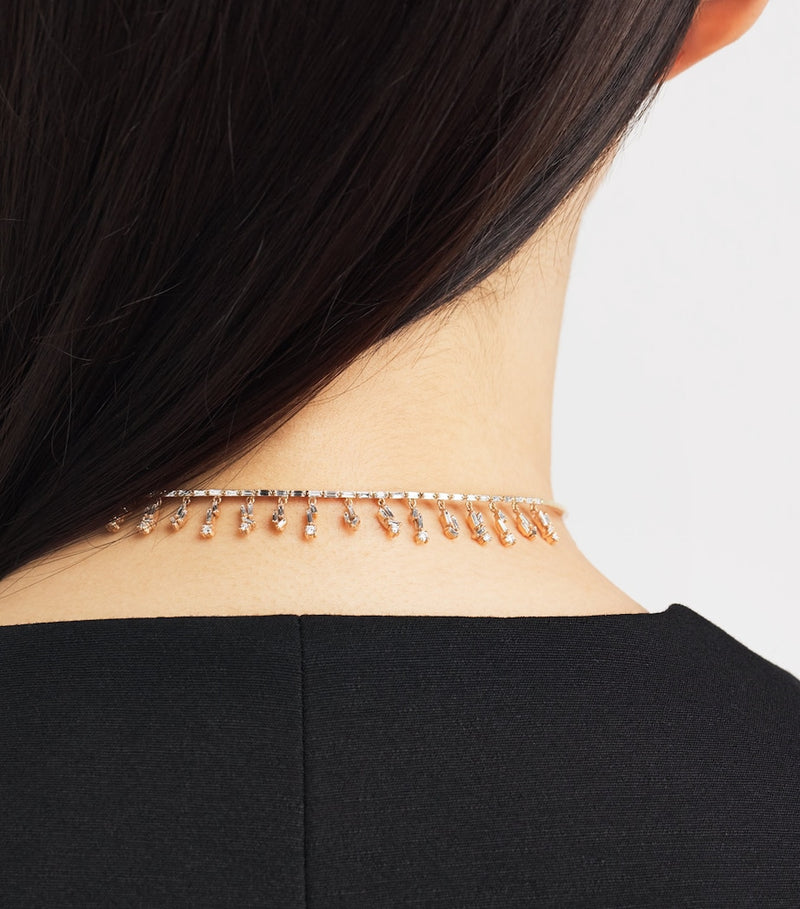 Suzanne Kalan rose gold and diamond choker, imported from the UK